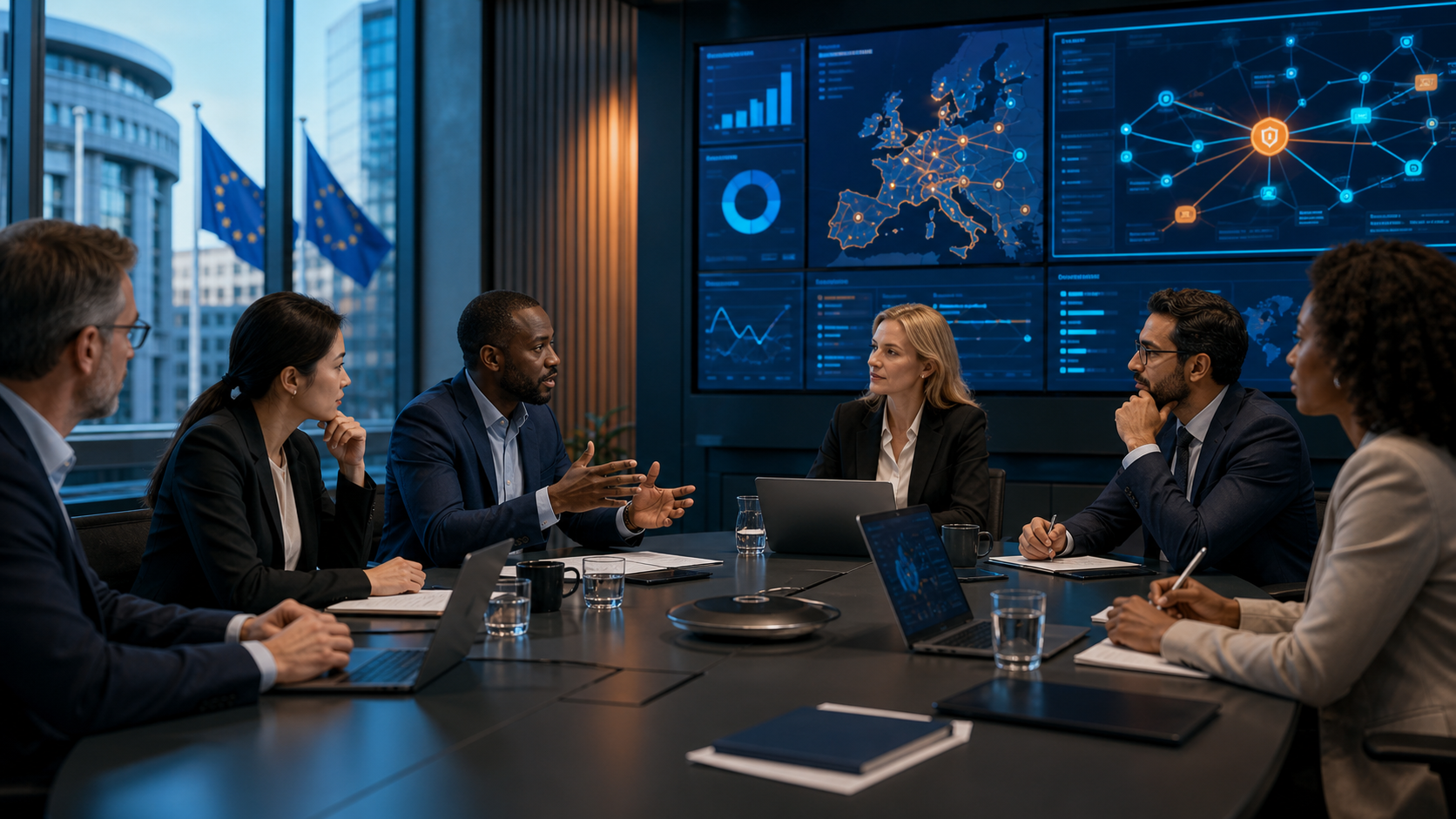 Executive presentation with cyber dashboards